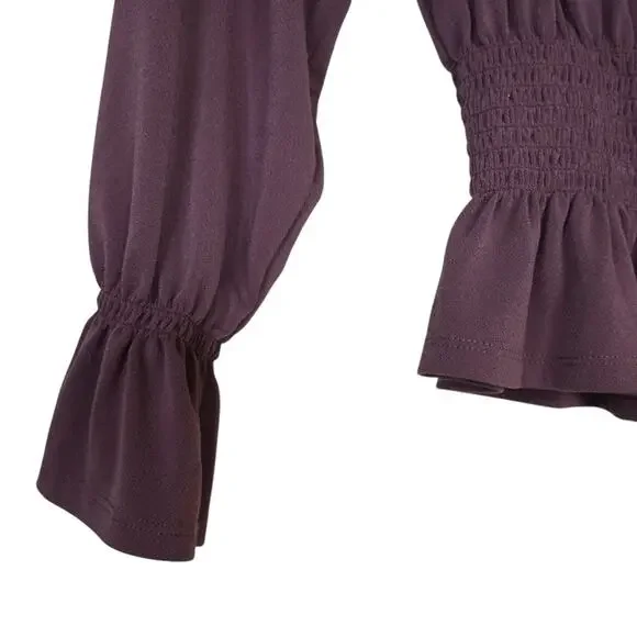 Express One Eleven Women's XS Dark Purple Peasant Top - Picture 7 of 9